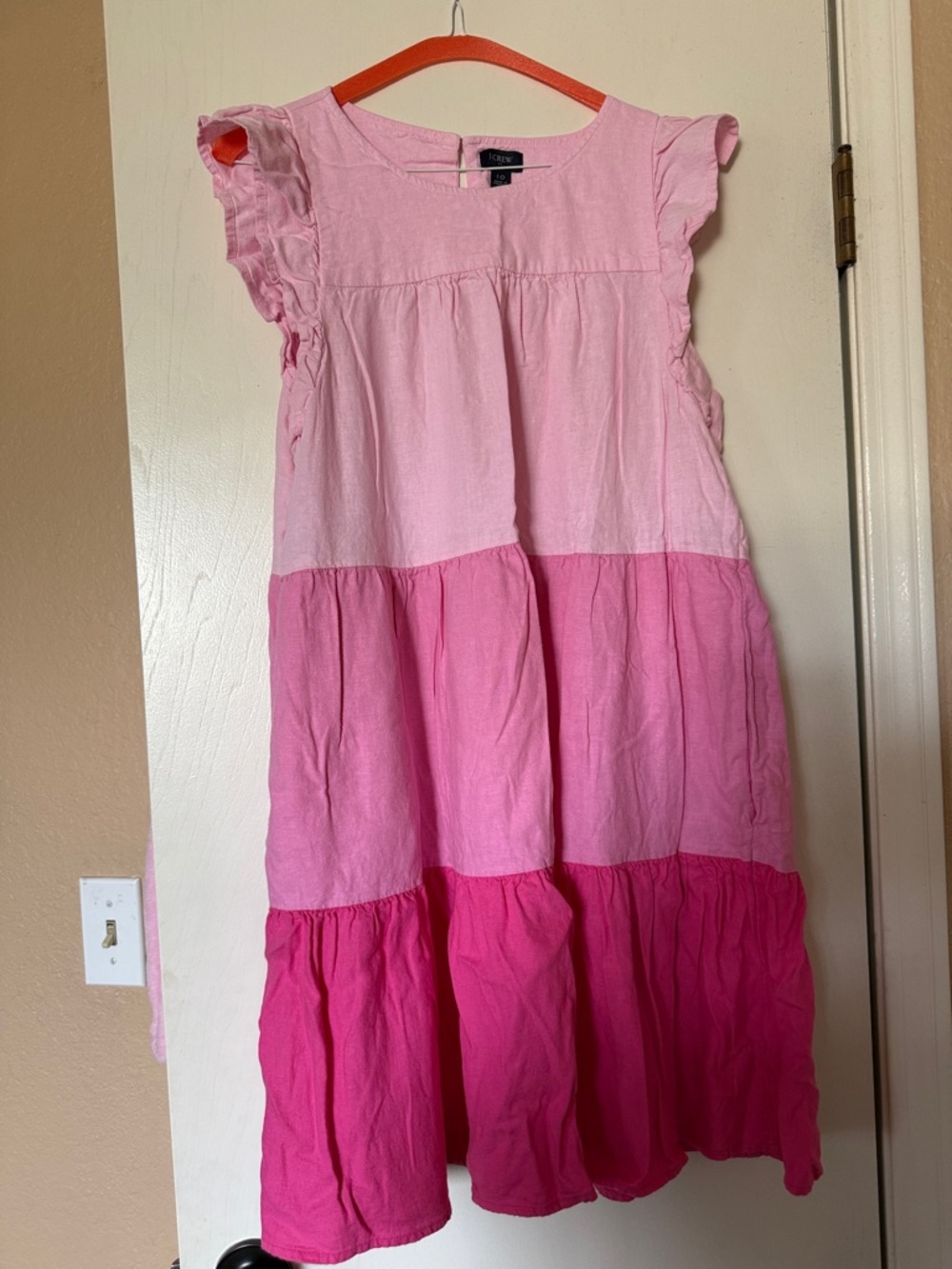 J. Crew Girls Pink Tiered Flutter Sleeve Dress
